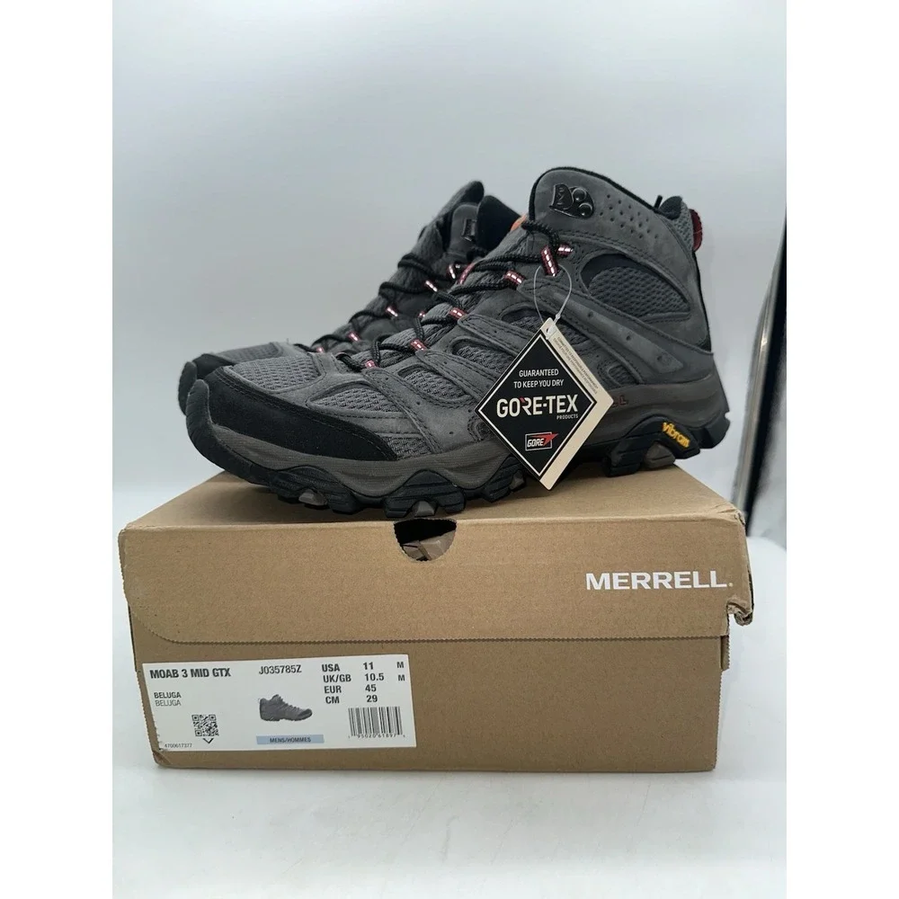 Merrell Mens 11 Beluga Moab 3 Mid Gore Tex GTX Hiking Outdoor Boot J035785Z